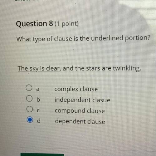 What type of clause is the underlined portion?

The sky is clear, and the stars are twinkling.
com