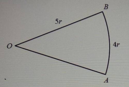 the diagram shows a sector of a circle, center O,radius 5r the length of the arc AB 4r. find the ar