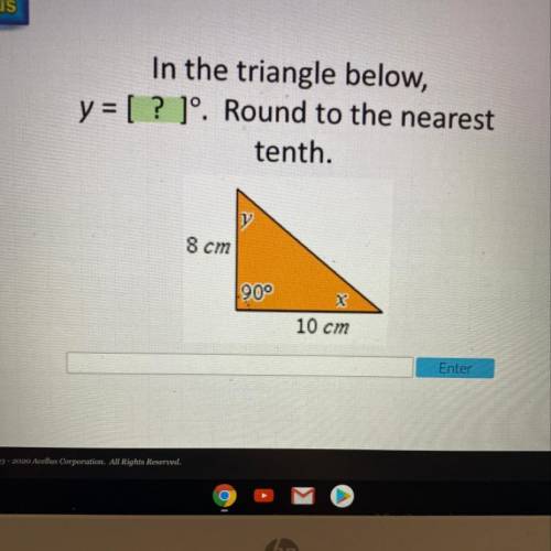 In the triangle below y=? Round to the nearest tenth