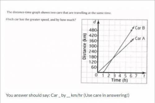 You answer should say: Car _ by __ km/hr (Use care in answering!)