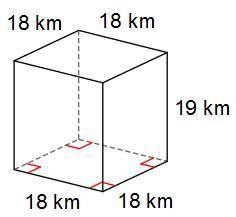 Find the total surface area. A. 2,016 km² B. 6,156 km² C. 1,368 km² D. 165 km²