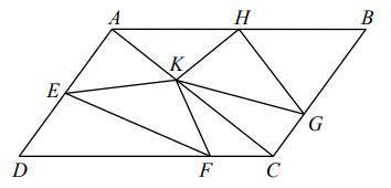 Let ABCD be a parallelogram of area 240 cm². E is the midpoint of AD and H is the midpoint of AB. G
