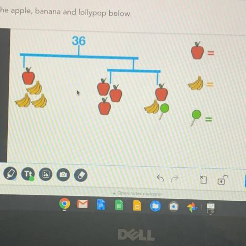 Find the values of the apple, banana and lollypop below.
Pls help