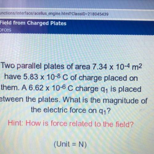 Two parallel plates of area 7.34 x 10-4 m2 have 5.83 x 10-8 C of charge placed on them. A 6.62 x 10