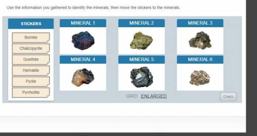 Use the information you gathered to identify the minerals,then move the stickers to the minerals.