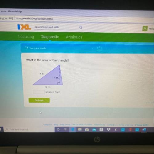 Learning

Diagnostic
Analytics
See your levels
What is the area of the triangle?
7 ft.
4 ft.
6 ft.