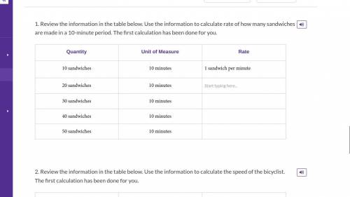1. Review the information in the table below. Use the information to calculate rate of how many san