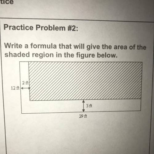 Write a formula that will give the area of the shaded region in the figure below .