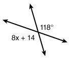 What is the measure of x in the diagram below? 13° 14° 118°