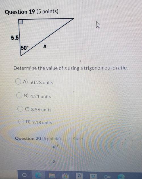 Determine the value of x using a trigonometric ratio.