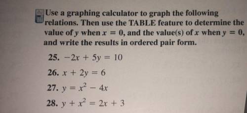 ***WILL GIVE BRAINLIEST.*** Use a graphing calculator to graph the following relations. Then use th