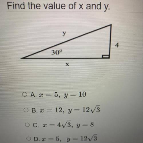 I need to find the value of x and y. HELP PLEASE