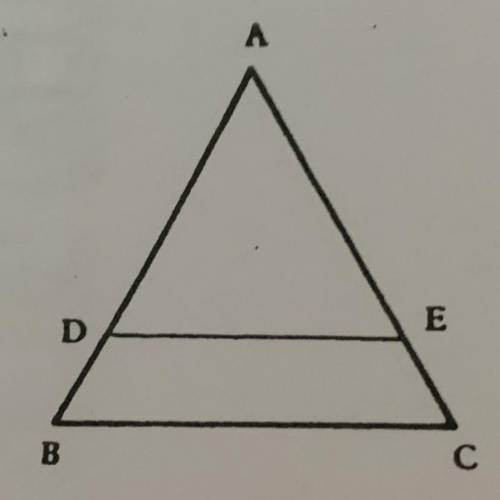 The triangle ABC is isosceles (AB = AC)

DE parallel to BC
You need to prove: The ADE triangle is