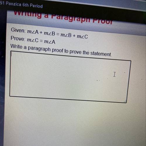 Write a paragraph proof to prove the statement