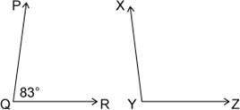 Find m∠XYZ in the figure if ∠XYZ and ∠PQR are supplementary angles. please explain your answer Ques