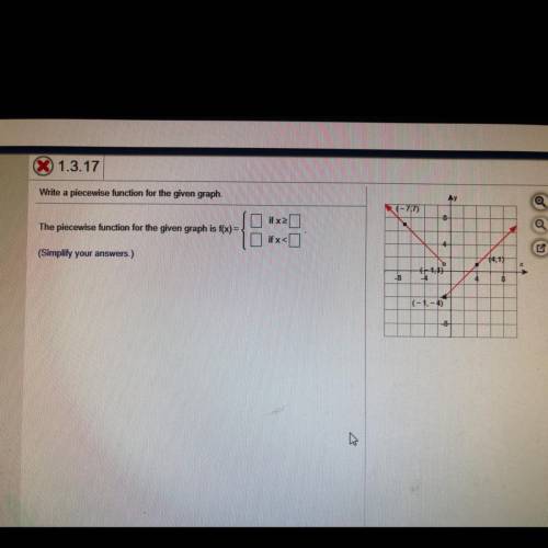 Algebra 2. The piecewise function for give graph is f(x). Please help