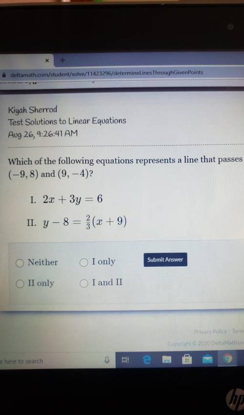 Which of the following equations represents a line that passes through the points
