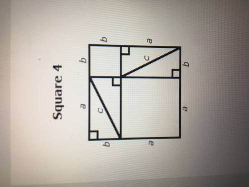 Write an expression for the area of square 4 by combining the areas of the four triangles in the tw
