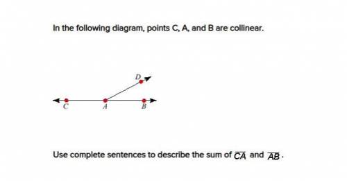 PLS help :) Use complete sentences to describe the sum of CA and AB.