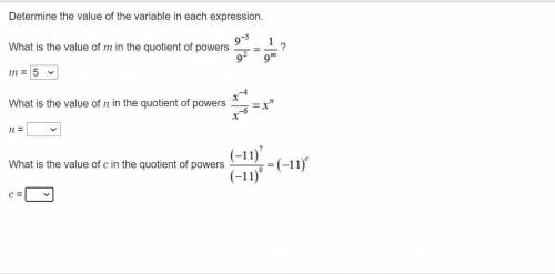 Determine the value of the variable in each expression. What is the value of m in the quotient of p