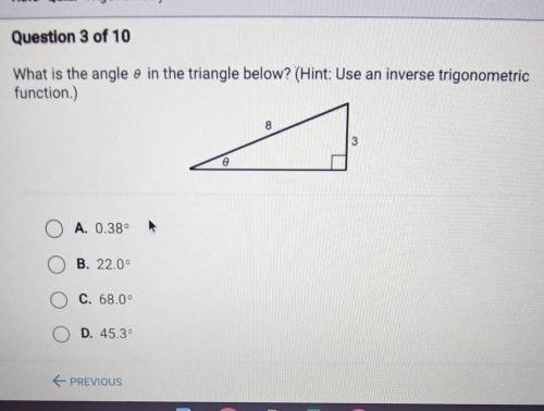 What is the angle of the triangle below?