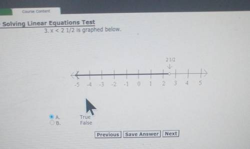 X<2 1/2 graphed below true or false