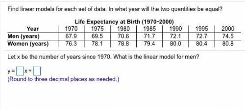 Find linear models for each set of data. In what year will the two quantities be equal?