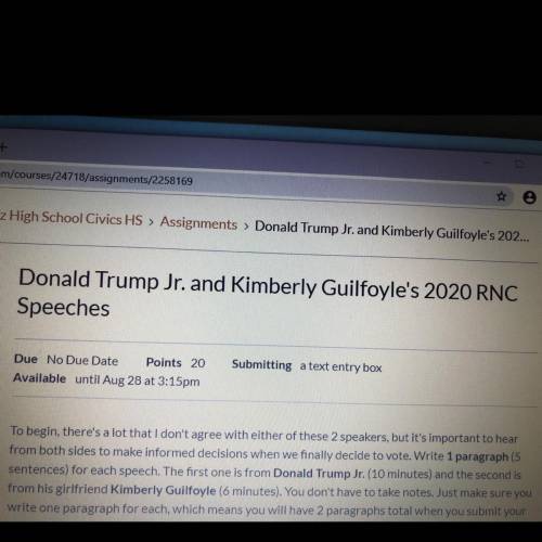 Donald Trump Jr. and Kimberly Guilfoyle's 2020 RNC

Speeches
Can someone help me with these speech
