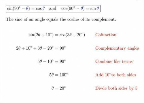 Find one solution for each equation. Assume that all are acute angle 
sin 4B = cos 5B
