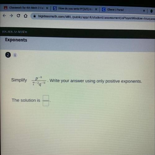 Simplify. Write your answer using only positive exponents