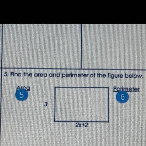 Find the area and perimeter of the figure below.