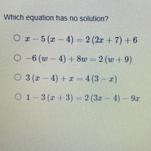 Which equation has no solution?