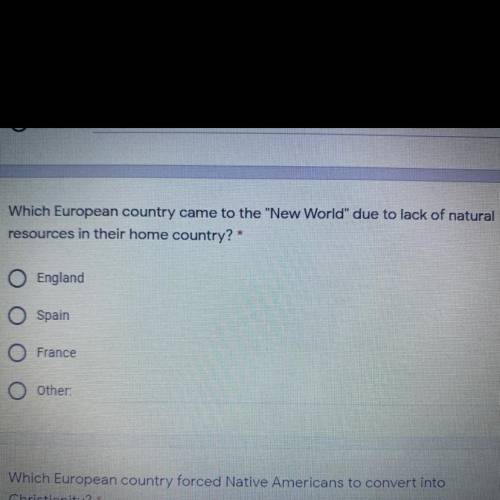 which european country came to the new world due to lack of natural resources in their home country