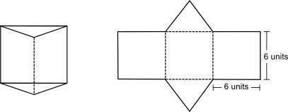 A solid is composed of squares and equilateral triangles. Its net is shown below: The area of each
