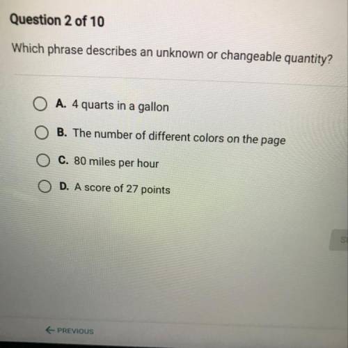 Which phrase describes an unknown or changeable quantity