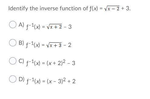 18. Identify the inverse function of