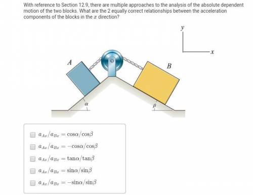 There are multiple approaches to the analysis of the absolute dependent motion of the two blocks. W