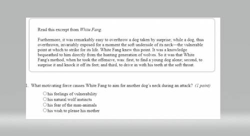 What motivating force causes white fang to aim for another dogs neck during an attack
