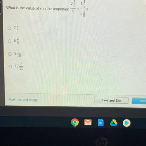 What is the value of x in the proportion ?