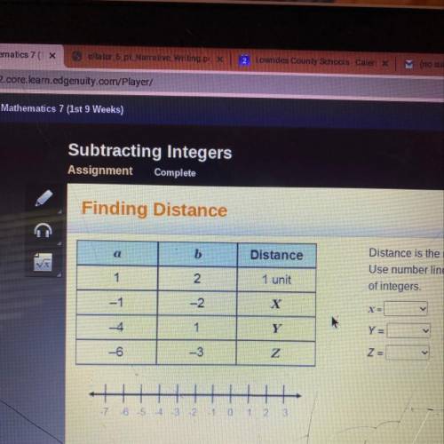 distance is the number of units between two integers￼ use number line to find the distance between
