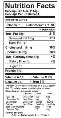 What kind of food might the nutrition label be describing?