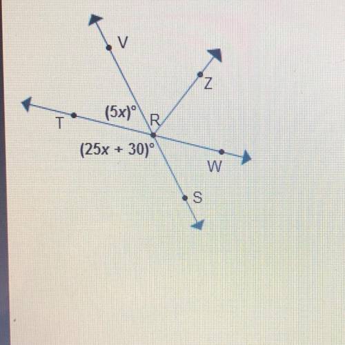 In the diagram, what is the measure of WRS?
O 5°
O 7.5°
O 25°
O 37.5°