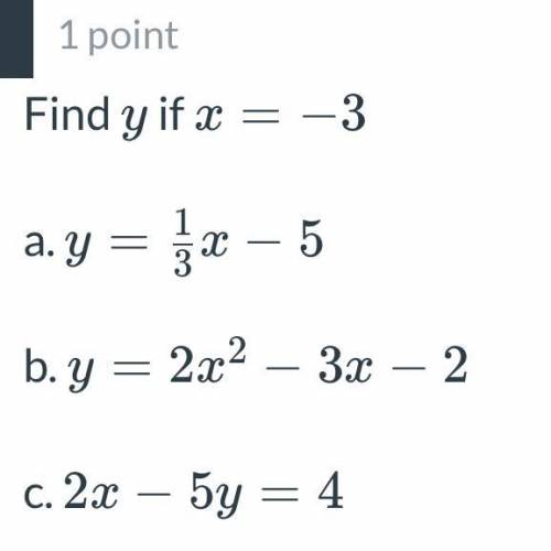 Find y if x = -3 whats the answer