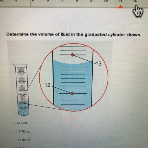 Determine the volume of fluid in the graduated cylinder shown.