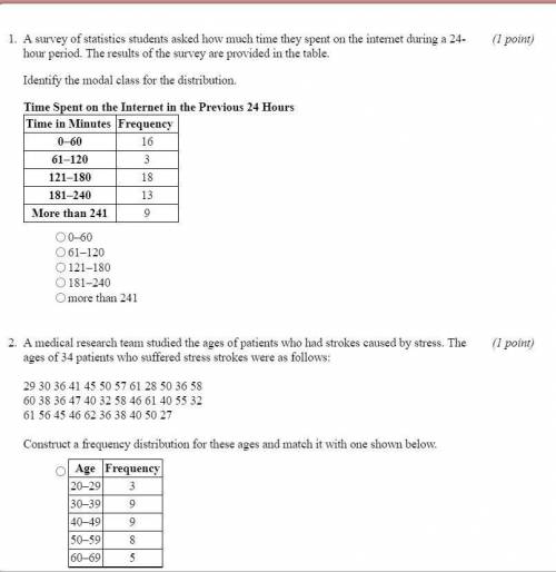 Please Help! Due Tomorrow! Probability and Statistics Unit 3 Test Please help me with whichever you