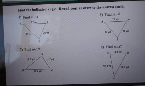 Find the indicated angle. Round your answer to the nearest tenth. Part 2. Show work please