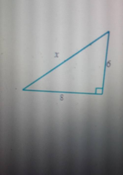 For the following right triangle, find the side length x. :