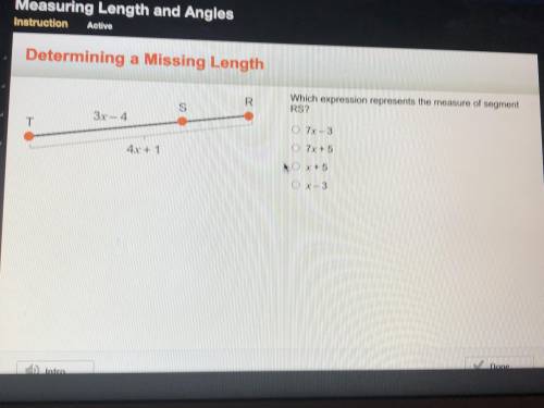 Determine the missing link which expression represents the measure of segment RS