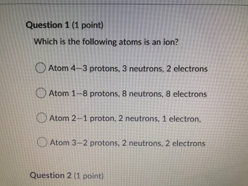 Which is the Following atoms in an ion? LOOK AT THE PICTURE PLEASE AND CHOOSE a,b,c, or d