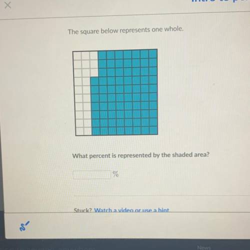 What is the percentage for the shaded area